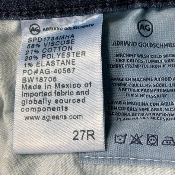 AG Adriano Goldschmidt The Abbey Mid Super Rise Skinny Jeans Dark Wash SZ 27 R - Picture 12 of 15